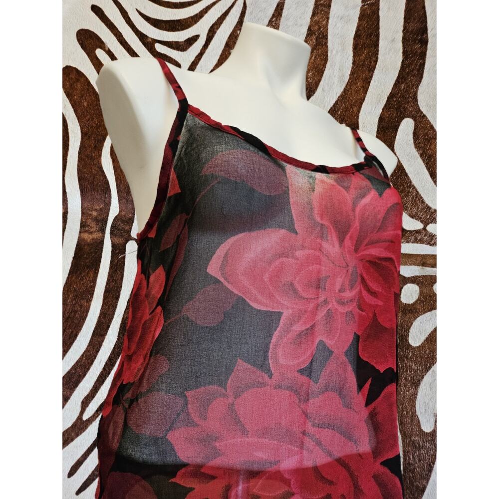 Vintage Goth Red Black Sheer Cami Top Lounge Wear Lingerie Whimsygoth Vamp Sz M